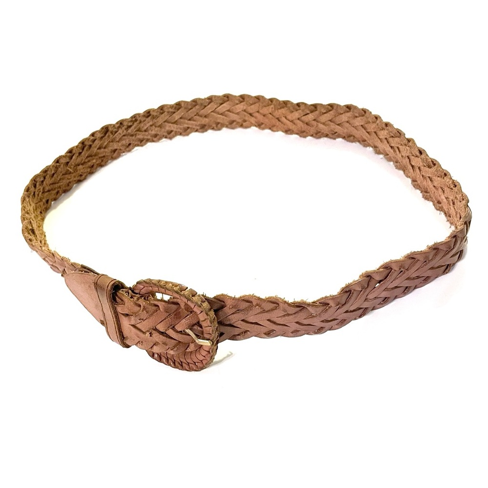Vintage Woven Tan Leather Belt